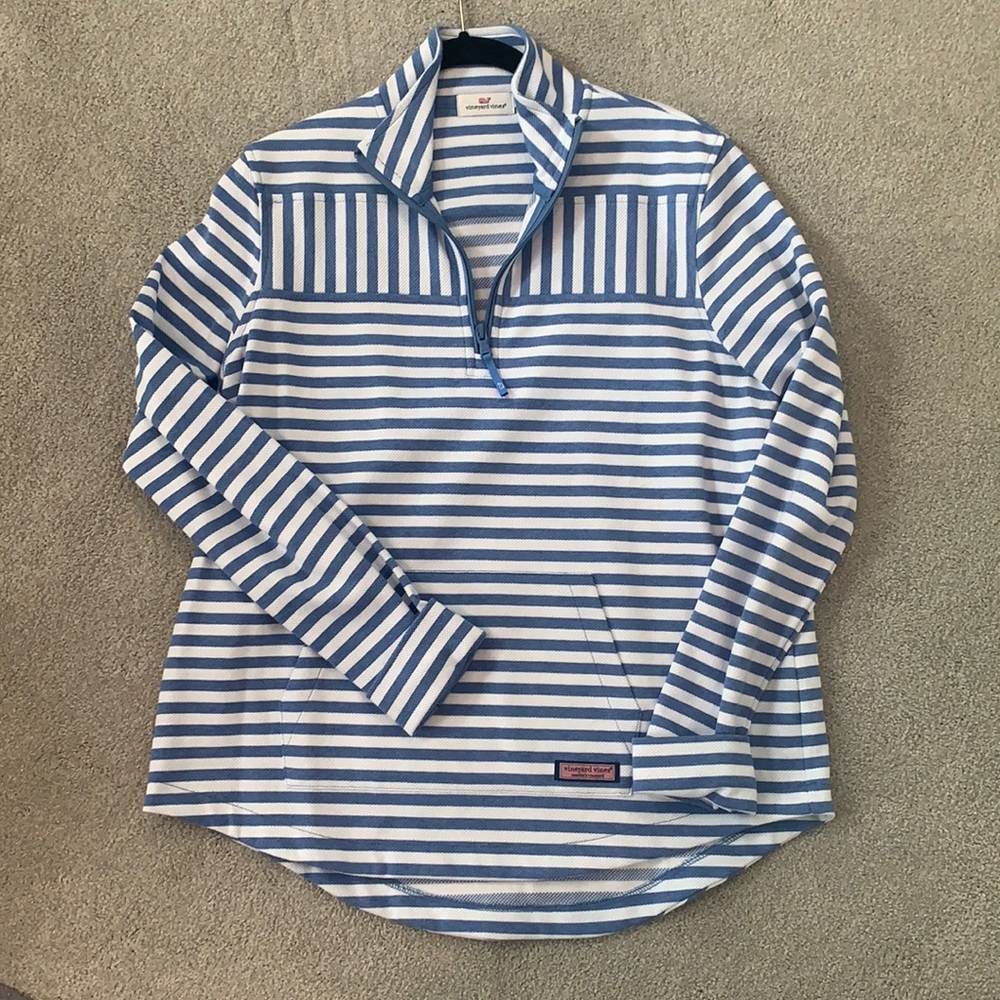 vineyard vines striped quarter zip medium